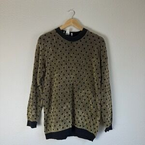 Arlette Rousseaux Sweater Womens Medium Gold Excellent Metallic Polka Dot Crew
